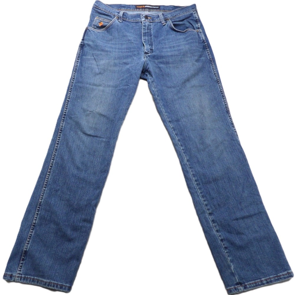 Wrangler Flame Resistant Jeans Men W34xL34 Blue Cotton Advanced Comfort Workwear